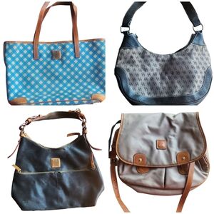 Dooney & Bourke Blue and Tan Checkered Tote